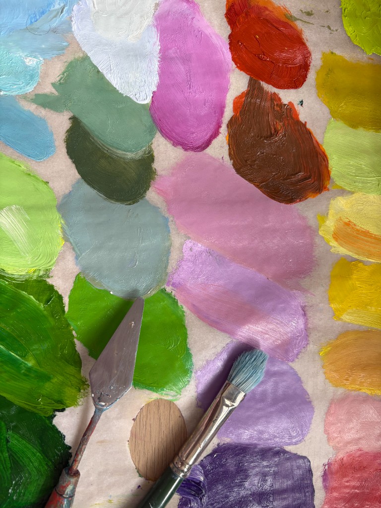 Colour mixed on the palette