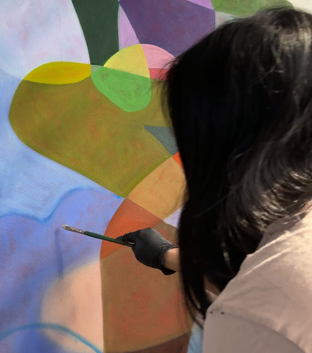 Working colour into a painting