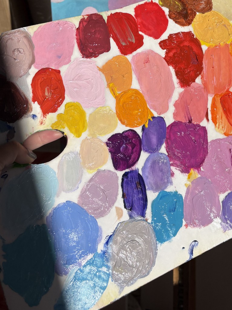 Paint laid out on the palette