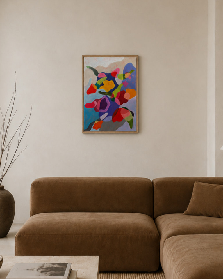 An original hanging in a room