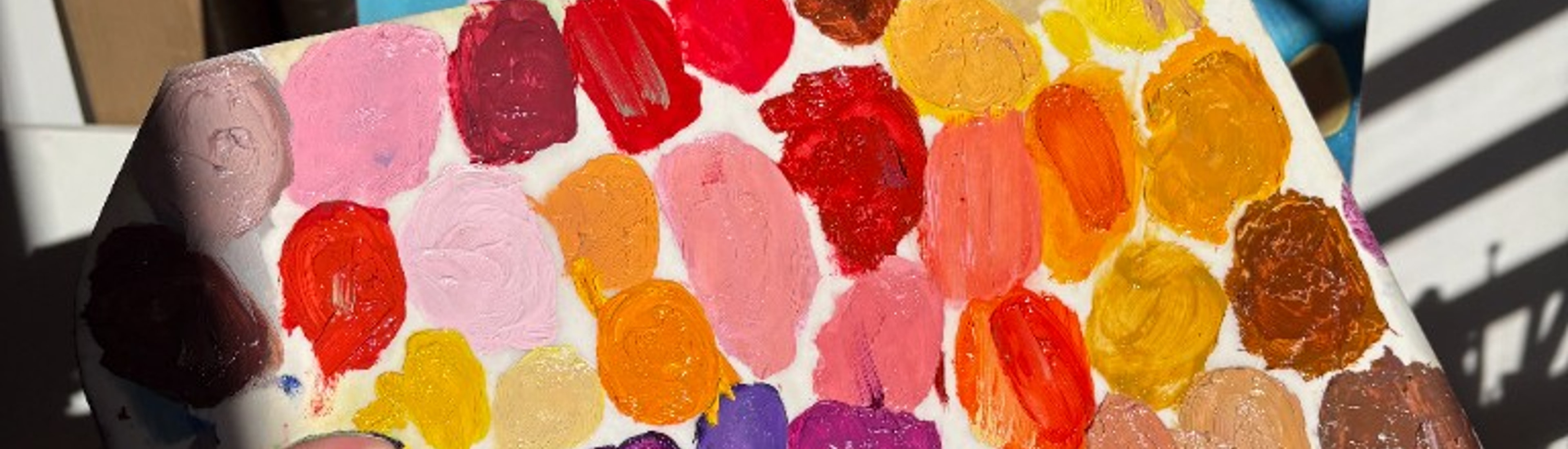 Floating away on the easel with a palette in the studio